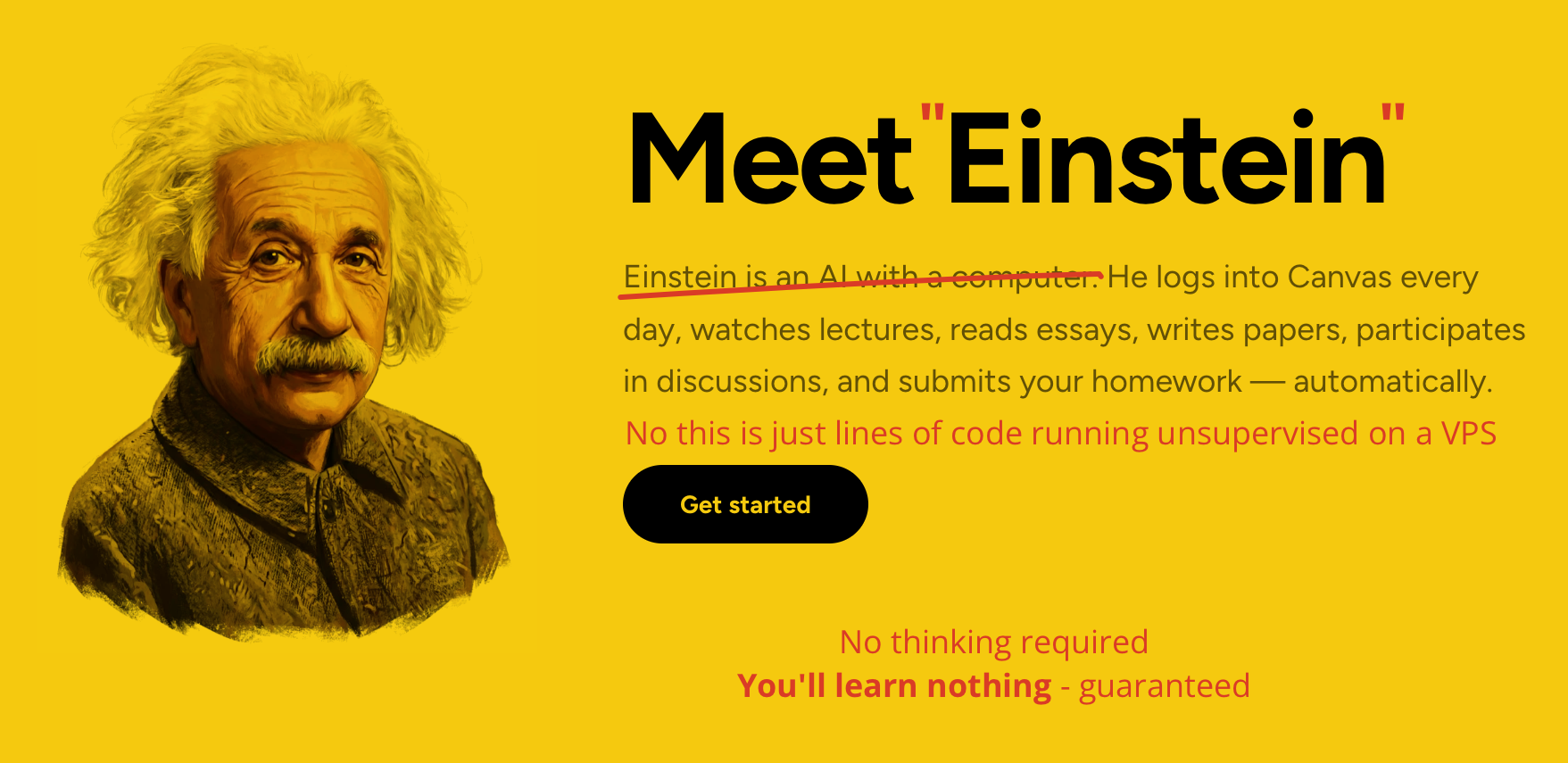 An advert using the image of Albert Enstein to do your work for you on Canvas